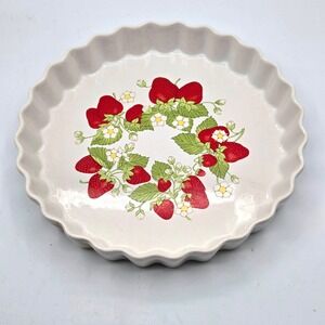 Vintage Action Japan Stoneware 10" Strawberry Quiche Tart Pie Baking Dish Plate